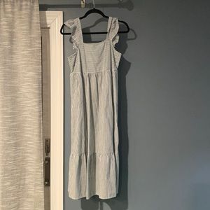 Striped ruffle sleeve maxi dress